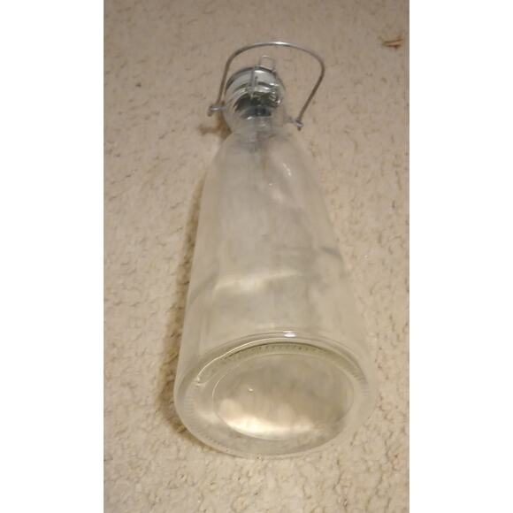 Circle Glass Carafe Decanter Stainless Steel Hermetic Seal Glass Jar Bottle 36oz - Picture 4 of 4